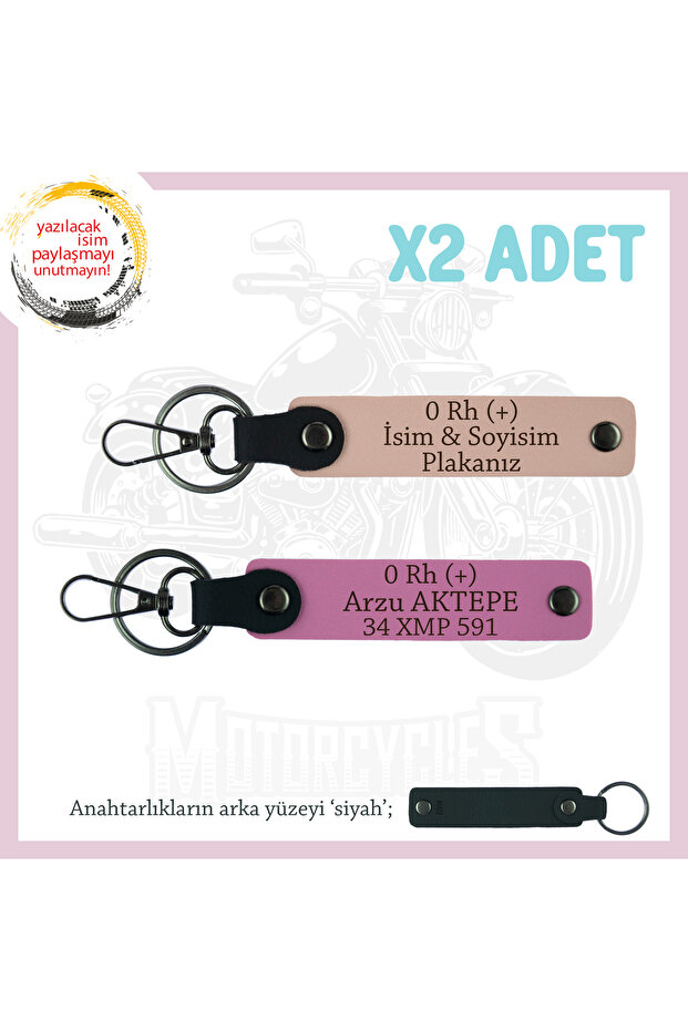 Bikera Valuable Gift with Name Plate and 0 Rh (+) Blood Group Written X2 Keychain, Puppy-Pink-Syh