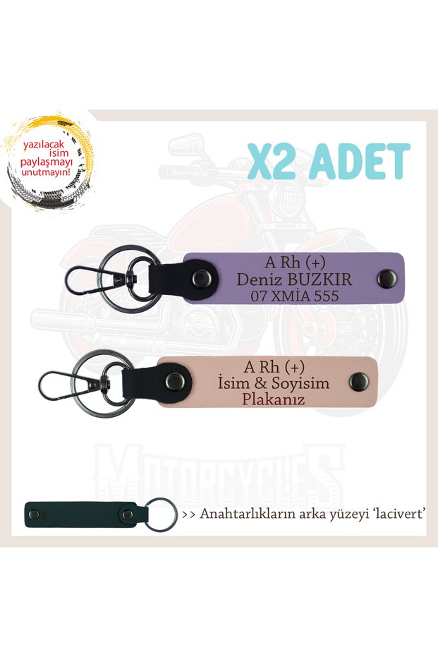 Special for Motor Enthusiasts, 2-Piece Keychain with Name Plate and a Rh (+) Blood Type Lettering, Puppy-Mor-Laci