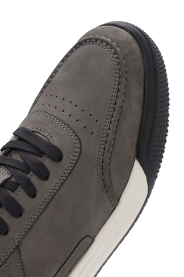 Erkek Gri Bağcıklı Kalın Tabanlı Nubuk Deri Sneaker 25SFD6110V3 - 8