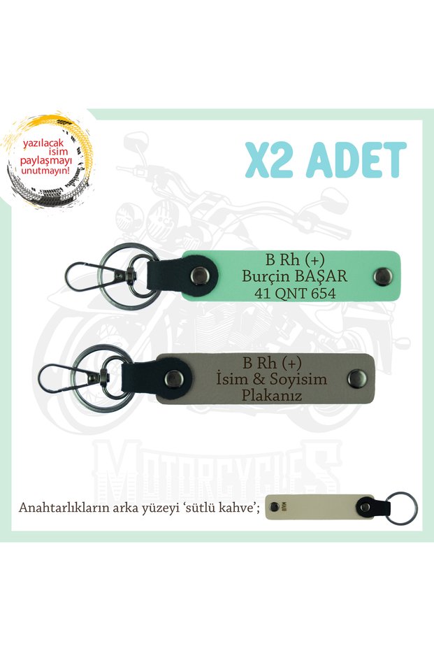 For Speed Lovers, Gift X2 Keychain with Name Plate and B Rh (+) Blood Type Lettering, Ash Grey-Green-Sk