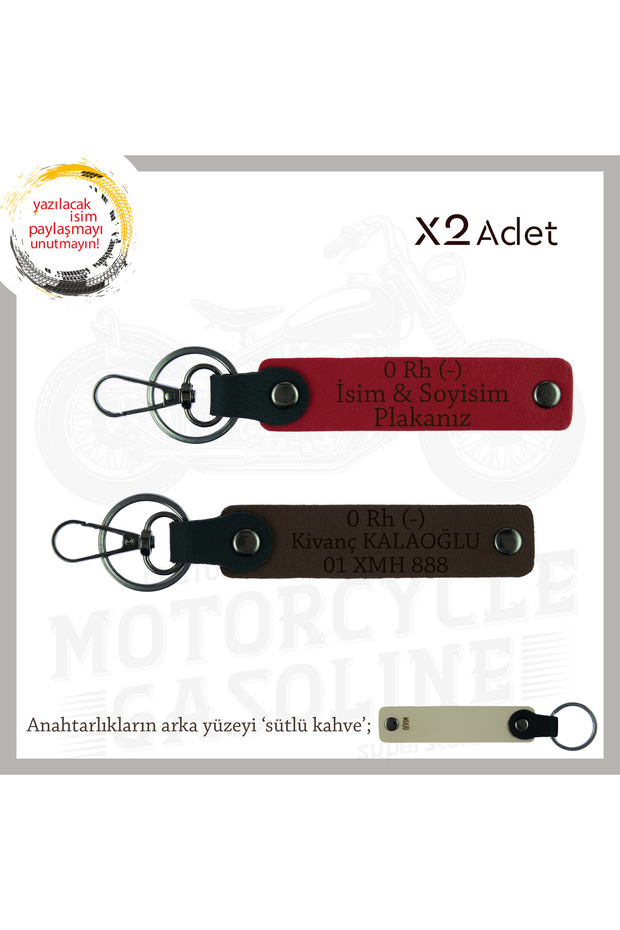 Speed Lovers Custom Name Plate and 0 Rh (-) Blood Type Lettering X2 Keychain Gift, Red-K Brown-Sk