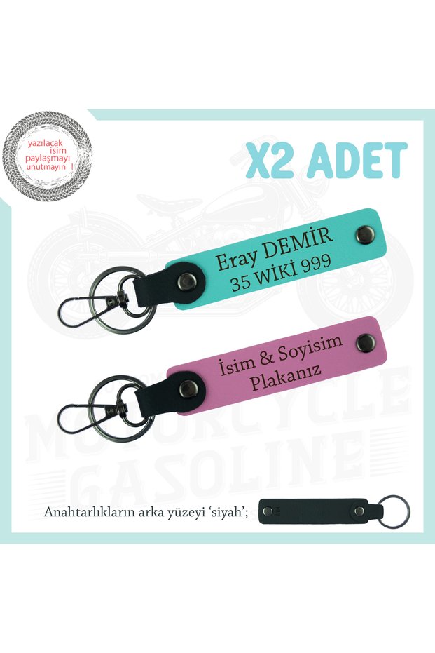 Gift Set, Pink-Turquoise-Syh, Special for Drivers of Roads, Keychain with Name and Plate Written X2