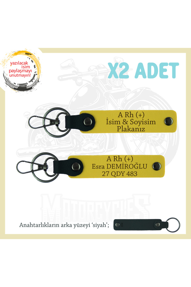 2-Piece Keychain, Yellow-Syh, Meaningful Gift for Getting Your First Car Name Plate a Rh (+) Blood Group Written