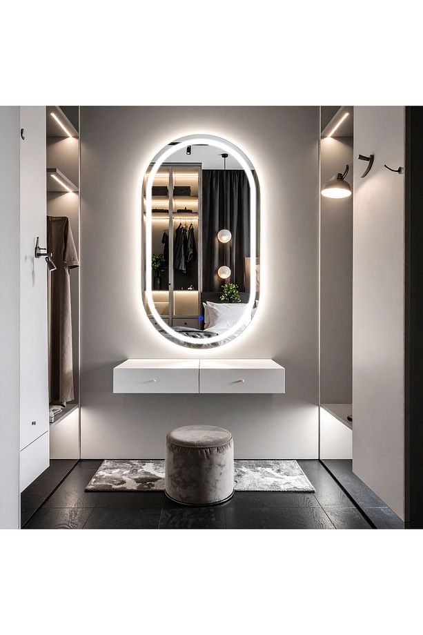 Serava Beyaz Led'li Lazer Kumlamalı Lavabo & Banyo Aynası (Dokunmatik Sensörlü) - 1