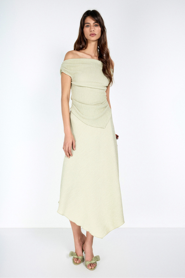 Asymmetrical Mint Skirt