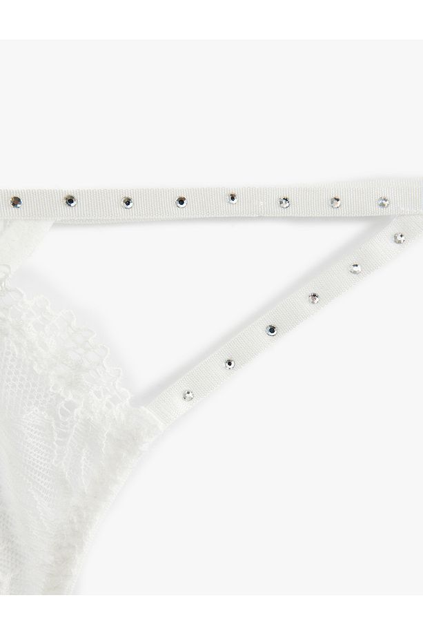 Bridal Dantelli Taş Süslemeli String Külot - 3