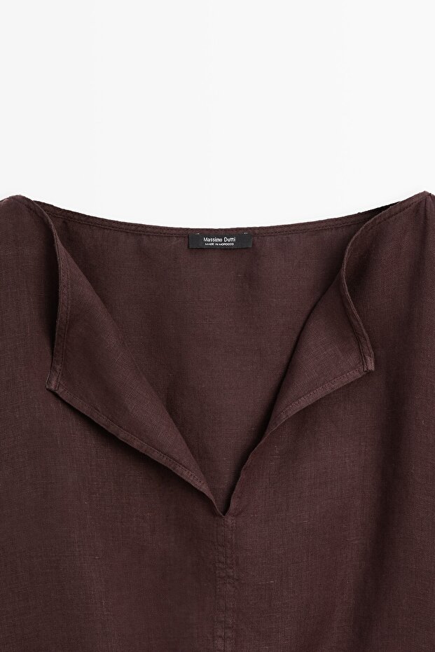 Elastik kenarlı keten bluz - 6