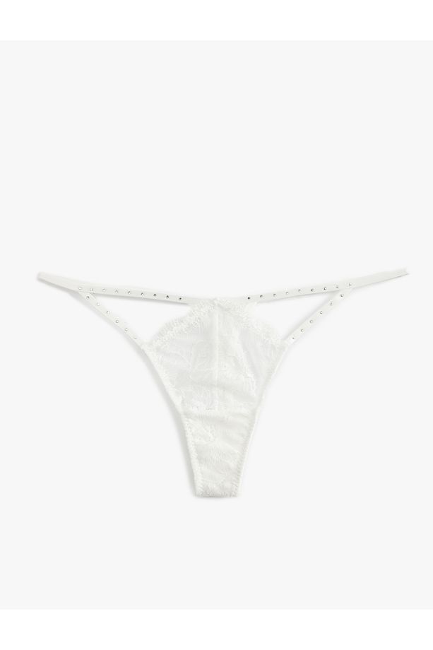 Bridal Dantelli Taş Süslemeli String Külot - 1