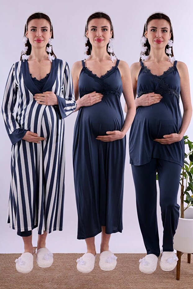 Maternity and Postpartum Set with Breastfeeding Feature for Prenatal and Postnatal Use Effortt - Navy Blue