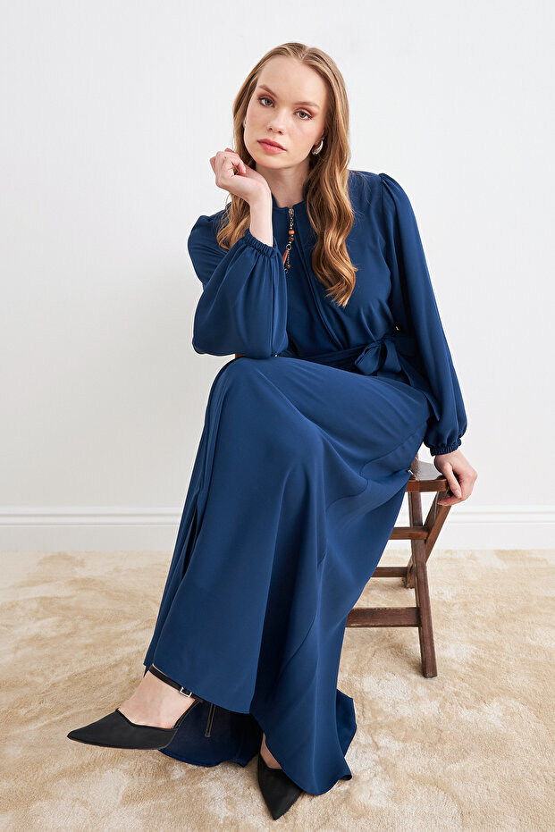 Kuşaklı Ferace - İndigo - 3