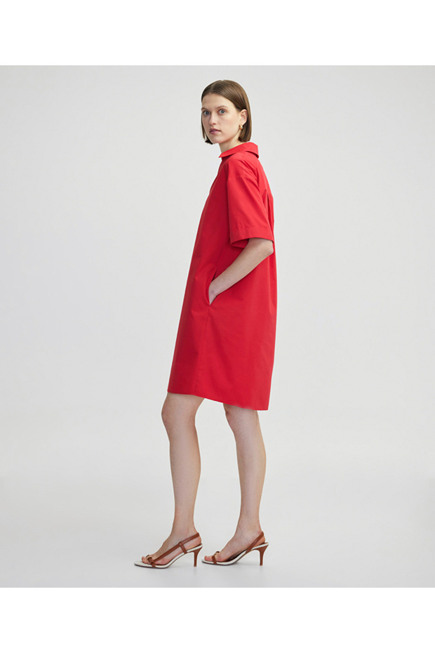 Gömlek yaka poplin elbise - 5