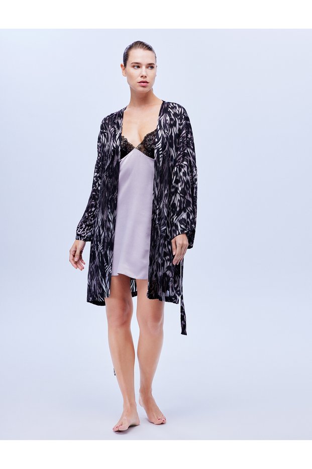 Pajama Set, Dressing Gown, Bustier, Trousers, 3-Piece Set 1605
