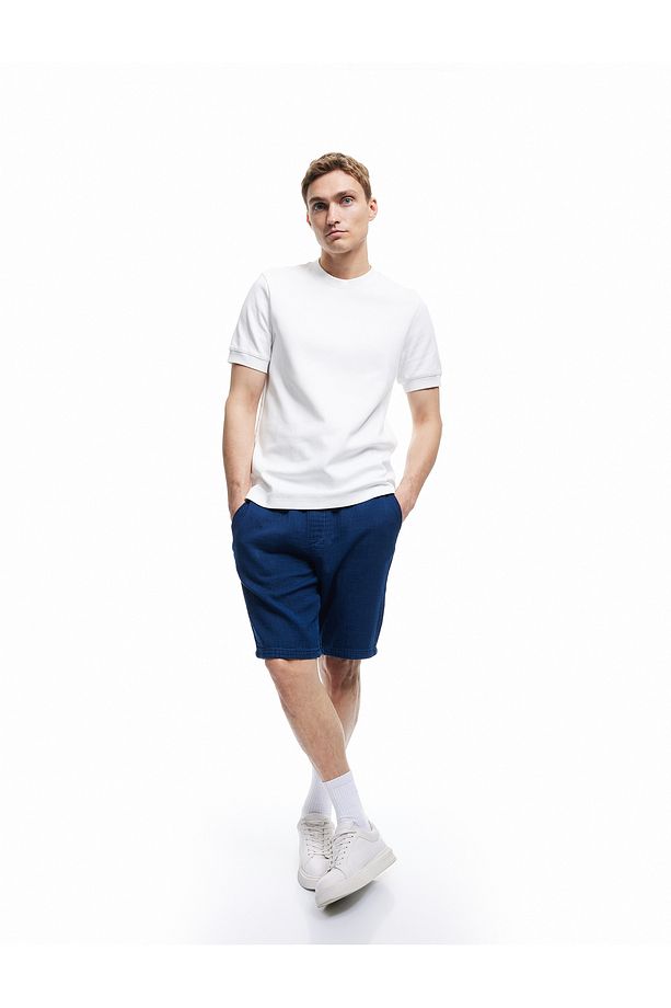 Beli Bağcıklı Pamuklu Cep Detaylı Bermuda Oversize Jean Şort - 2