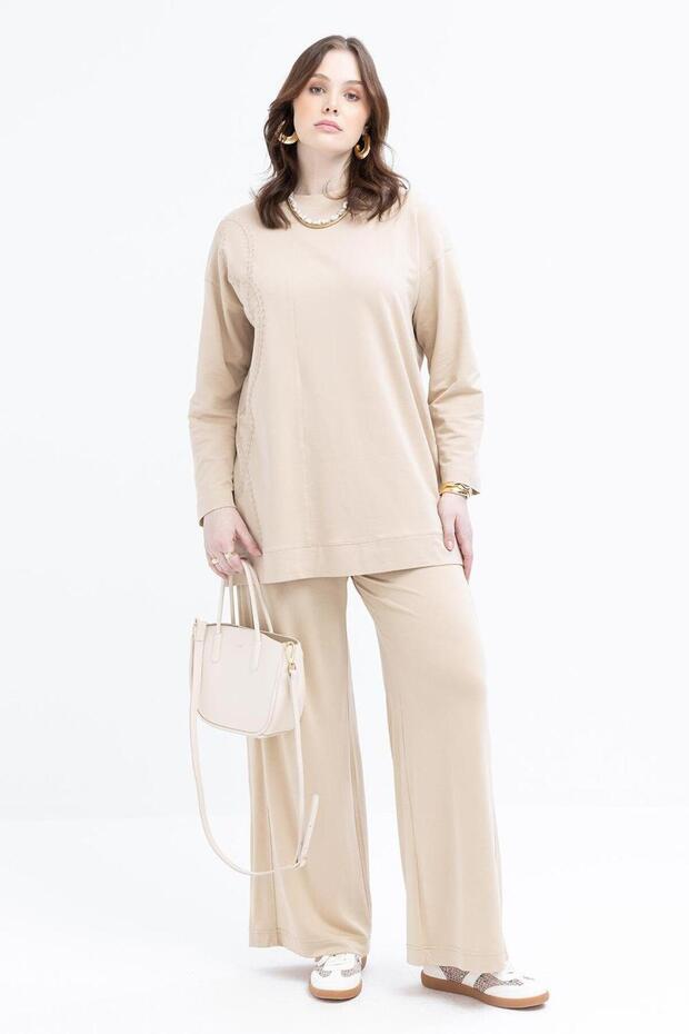 تونيك بياقة دائرية مطرزة - 1