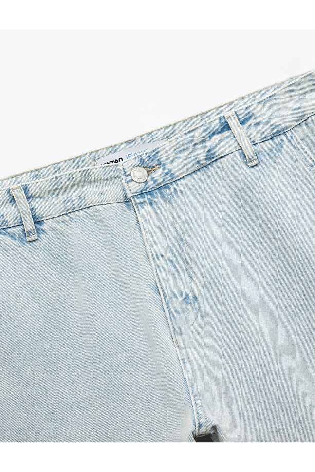 Oversize Pamuklu Cep Detaylı Bermuda Kargo Jean Şort - 7