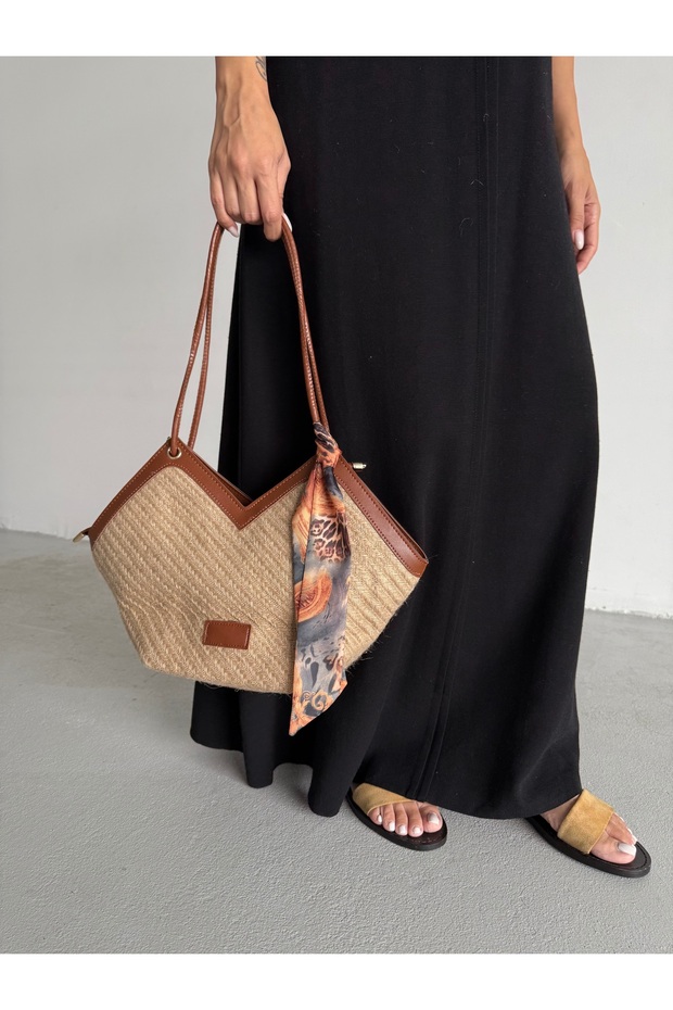 Women's Straw Fabric Shoulder Bag Node