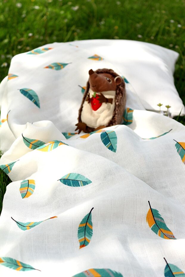 Müslin Battaniye Emzirme Ve Çok Amaçlı Müslin Örtü desenli %100 Pamuk - 1