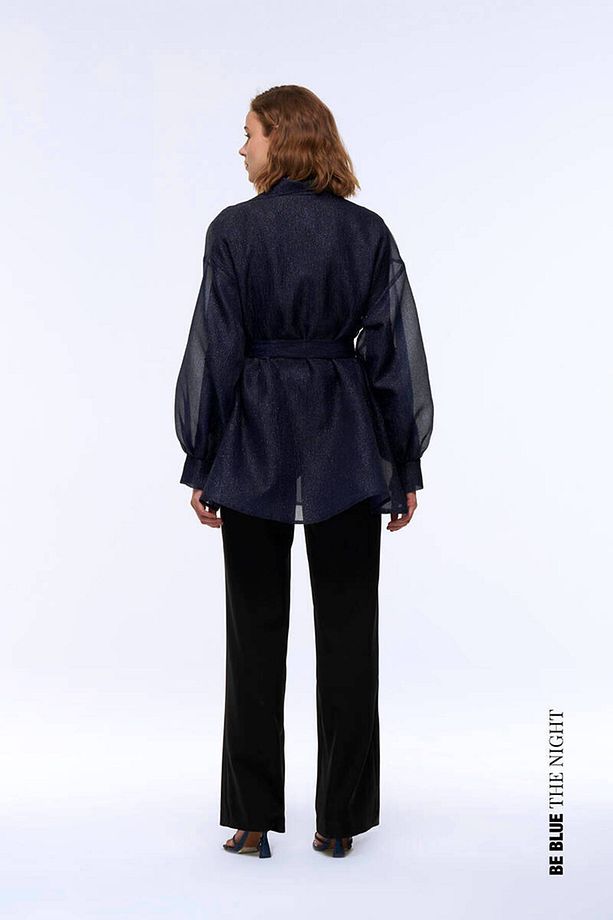 LACİVERT ORGANZE CEKET - 7