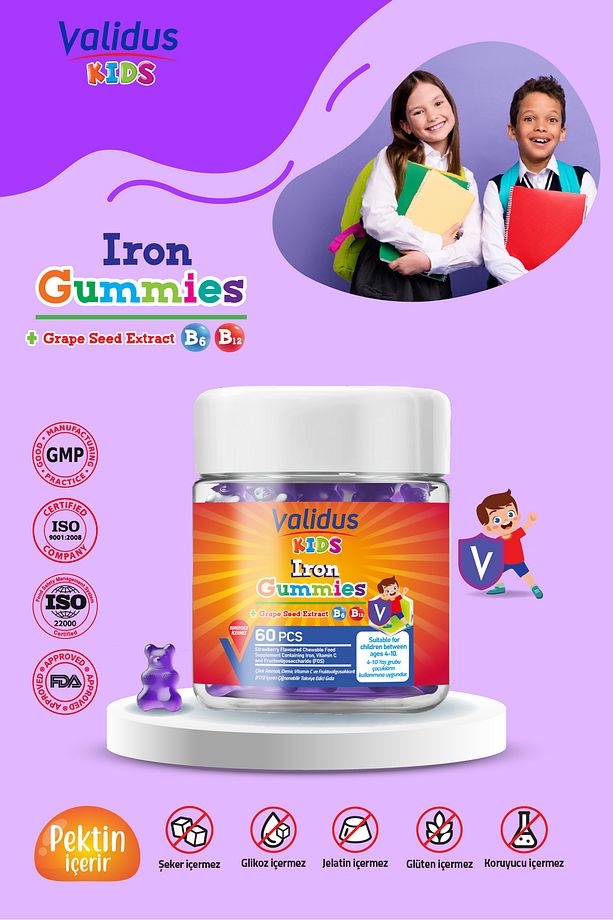 Kids Gummies Set - Multivitamin - Cognizin Citicoline - Safari - Demir - Omega 3 - 7