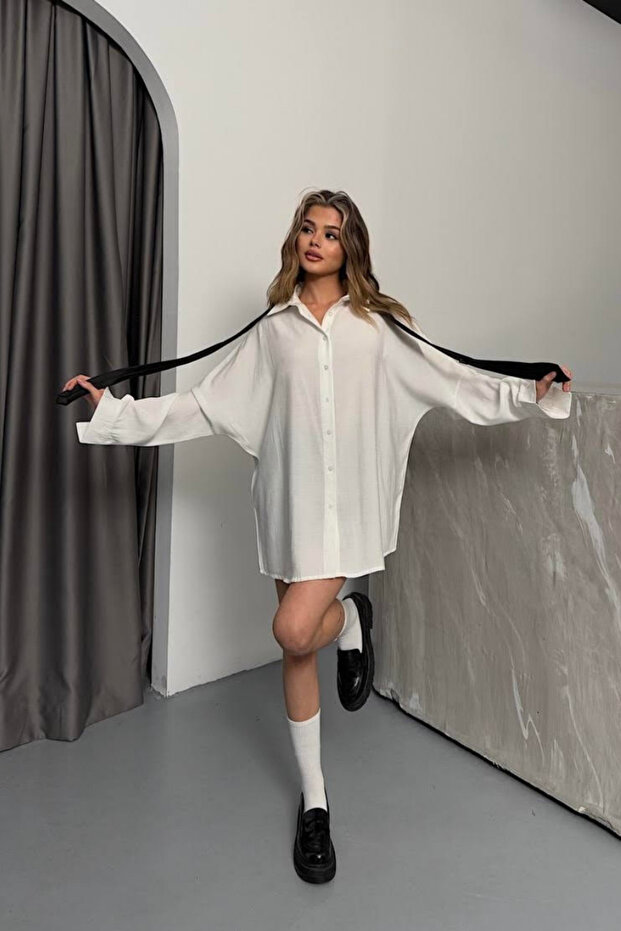Modal Kumaş Oversize Kadın Gömlek - 2
