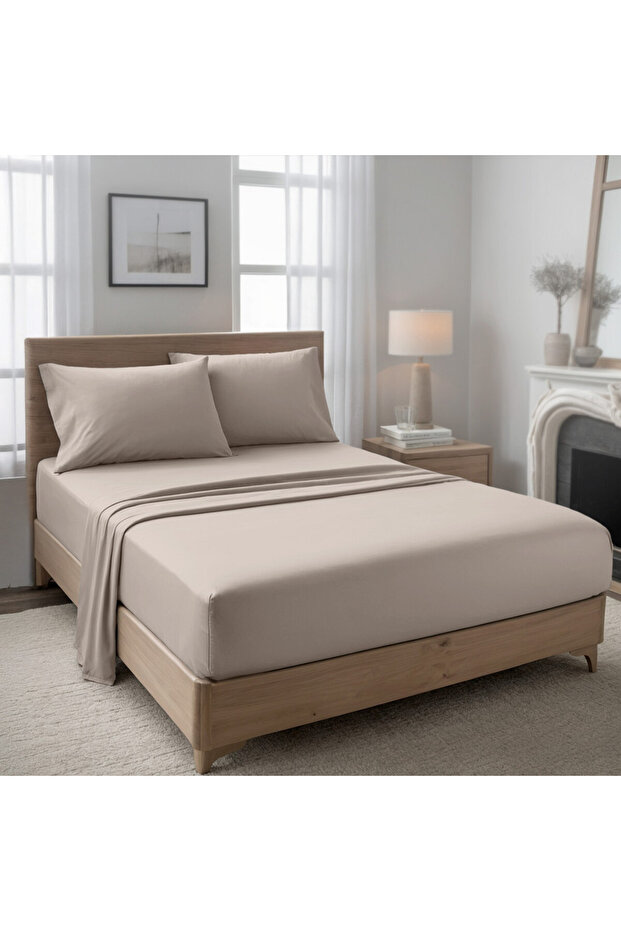 3-Piece Microfiber King (180x200cm) Plain Fitted Sheet Set
