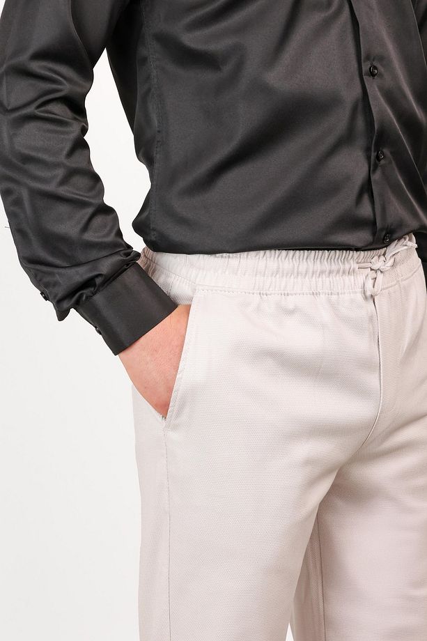 Erkek Regular Fit Normal Kesim Chino Jogger Lastikli Düz Paça Pantolon - 3