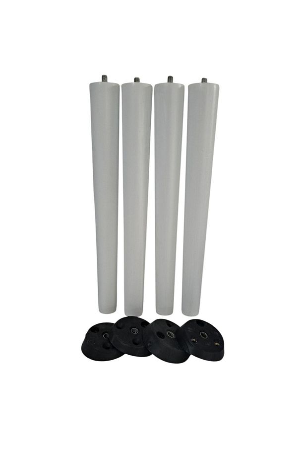 30 cm beyaz konik ayak puf ,koltuk, tabure 4 adet(aparat dahil) - 1