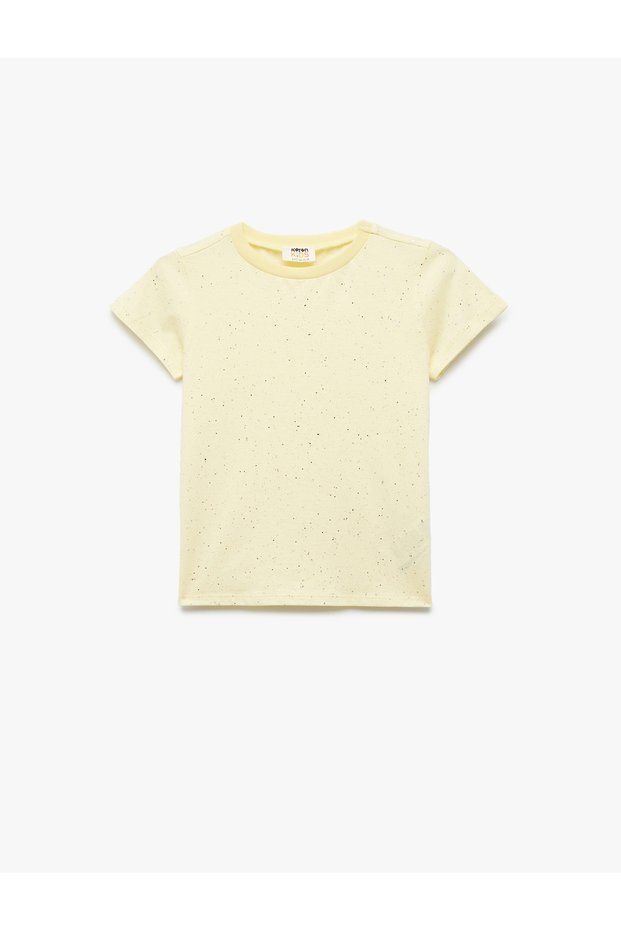 Crew Neck Short Sleeve Cotton Glitter T-Shirt