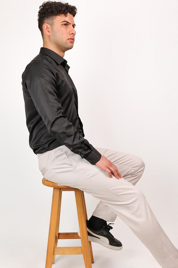 Erkek Regular Fit Normal Kesim Chino Jogger Lastikli Düz Paça Pantolon - 6