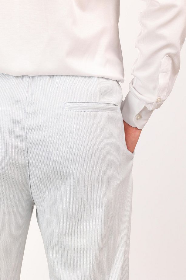 Erkek Regular Fit Normal Kesim Chino Jogger Lastikli Düz Paça Pantolon - 4