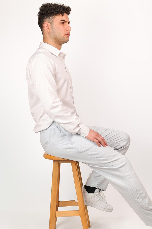 Erkek Regular Fit Normal Kesim Chino Jogger Lastikli Düz Paça Pantolon - 6