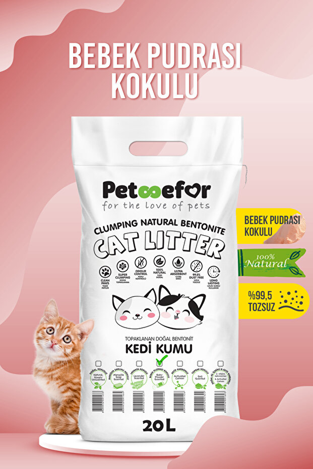 Petefor 20 LT Bebek Pudralı Kedi Kumu