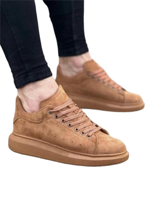 Erkek Yüksek Taban Süet Günlük Sneaker Ayakkabı TABA - 2