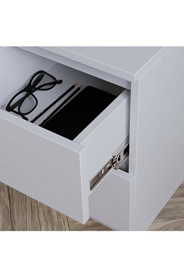 Nightstand|Bedroom Rustic Side Table Simple Bedside End Table with 2 Storage Drawers For Home - 5