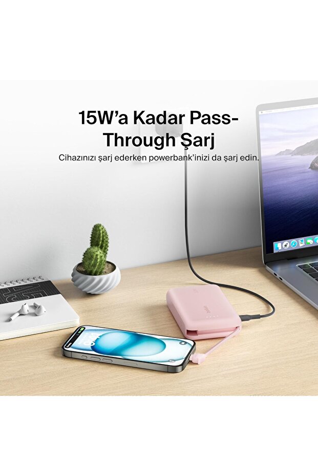 Belkin BoostCharge Powerbank, Entegre Type-C Kablolu 10K PD 20W - 2