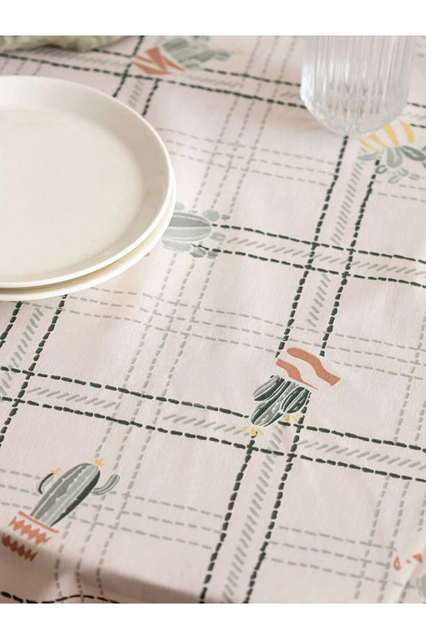 LCW HOME Karişik Kaktüs Desenli Masa Örtüsü 150x150 cm - 3