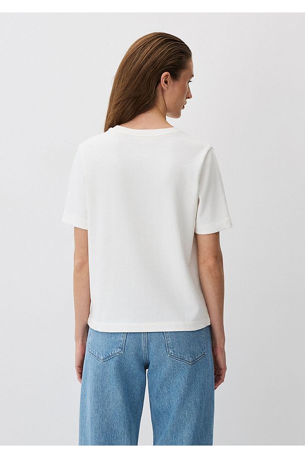 Ekru Basic Tişört Regular Fit / Normal Kesim 1613018-80194 - 3