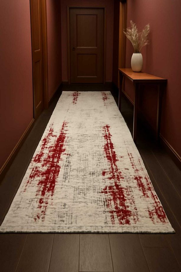 100 X 200ölcüsünde Modern Tarzda Bordo- Kırmızı Renklerinde Yolluk - 1
