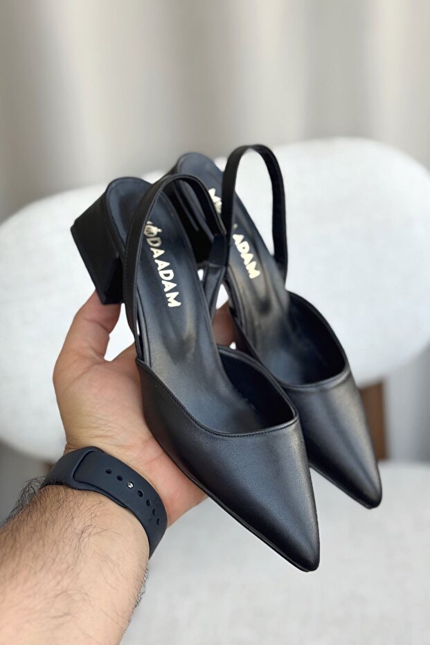 Women's Monaco Low Heel Shoes - Black-Leather