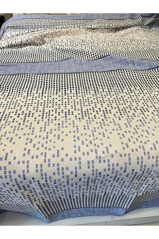 Sekans Desen Baskılı 200x240 Cm. Çift Kişilik (BATTAL) Tek Pike - Mavi - 1