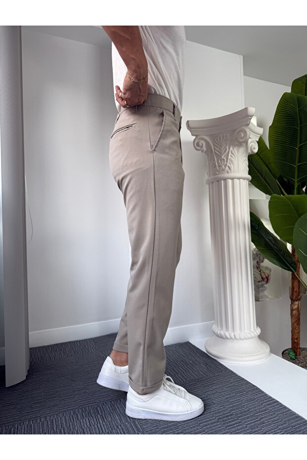 Duble Paça Yarım Dil Kumaş Pantolon - 2