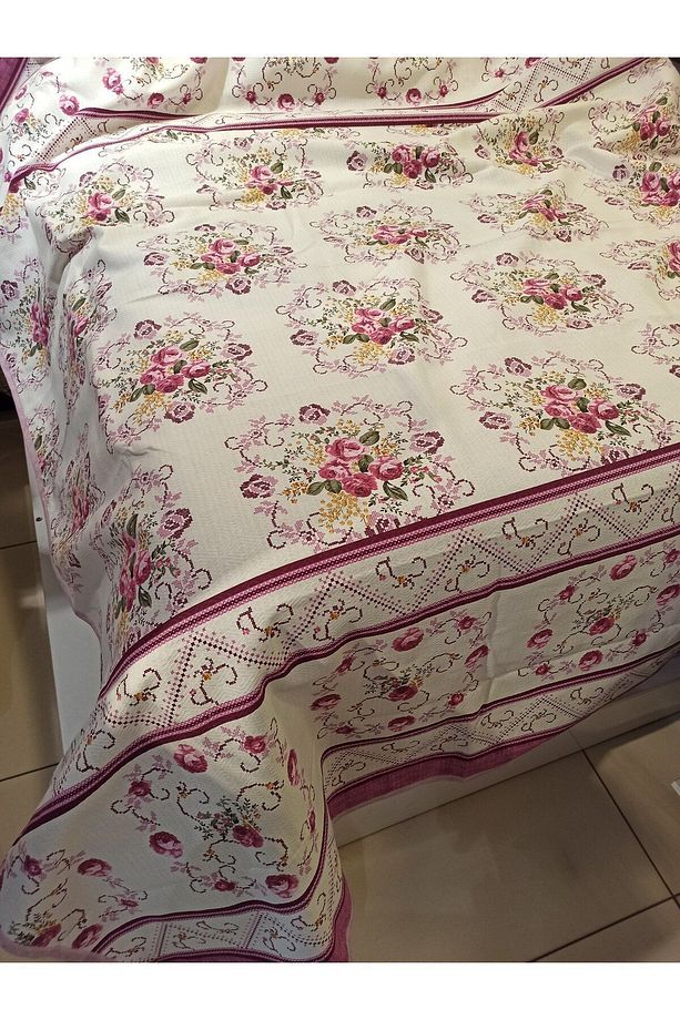 Buket Desen Baskılı 150x240 Cm. Tek Kişilik Tek Pike - Lila - 2