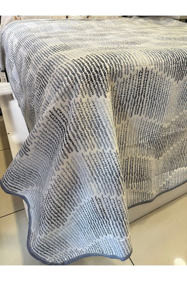 Delta Desen Baskılı 150x240 Cm. Tek Kişilik Tek Pike - Mavi - 1