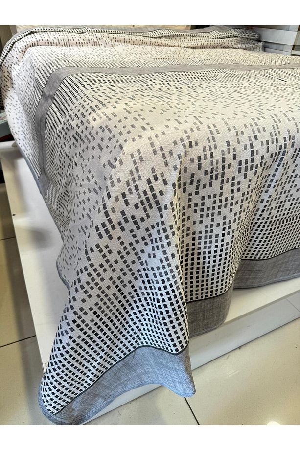 Sekans Desen Baskılı 200x240 Cm. Çift Kişilik (BATTAL) Tek Pike - Gri - 7