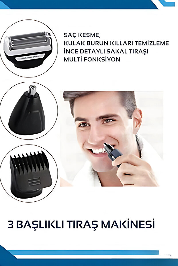 3 in 1 Saç Sakal Ense Burun Tıraş Makinesi Seti | Saç Sakal Makinesi Erkek Tıraş Makinesi - 4