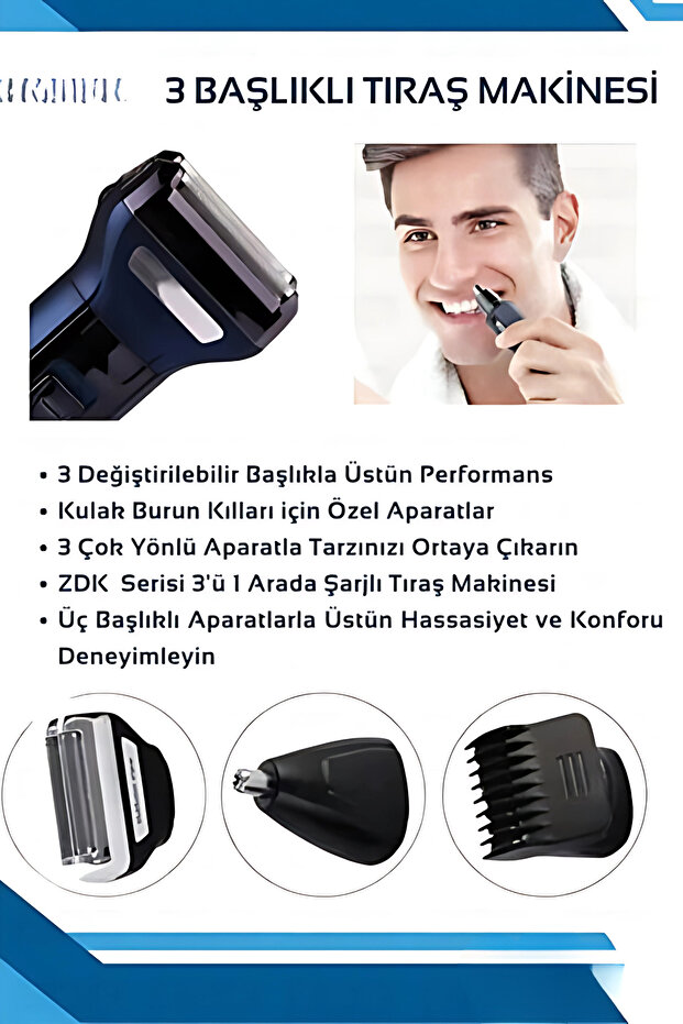 3 in 1 Saç Sakal Ense Burun Tıraş Makinesi Seti | Saç Sakal Makinesi Erkek Tıraş Makinesi - 5