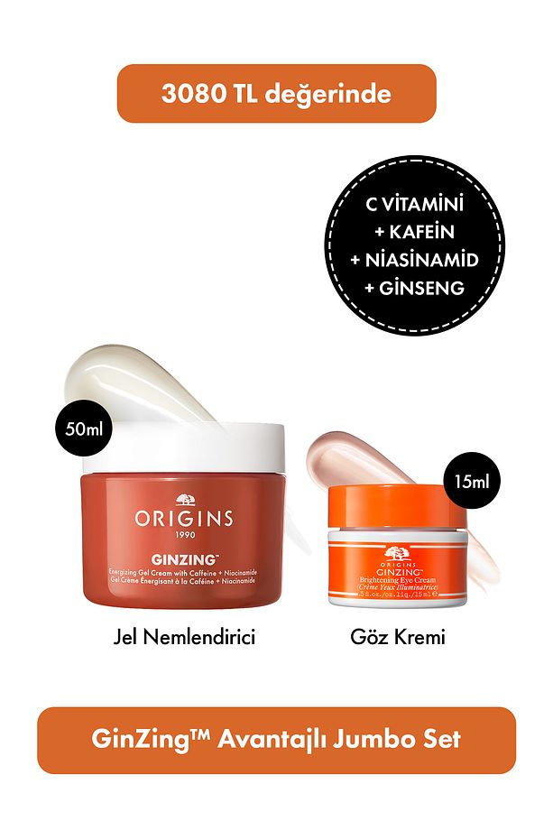 C Vitamini & Niasinamid Içeren Ginzing™ Jumbo Set: Jel Nemlendirici 50 ml & Göz Kremi 15 ml - 1