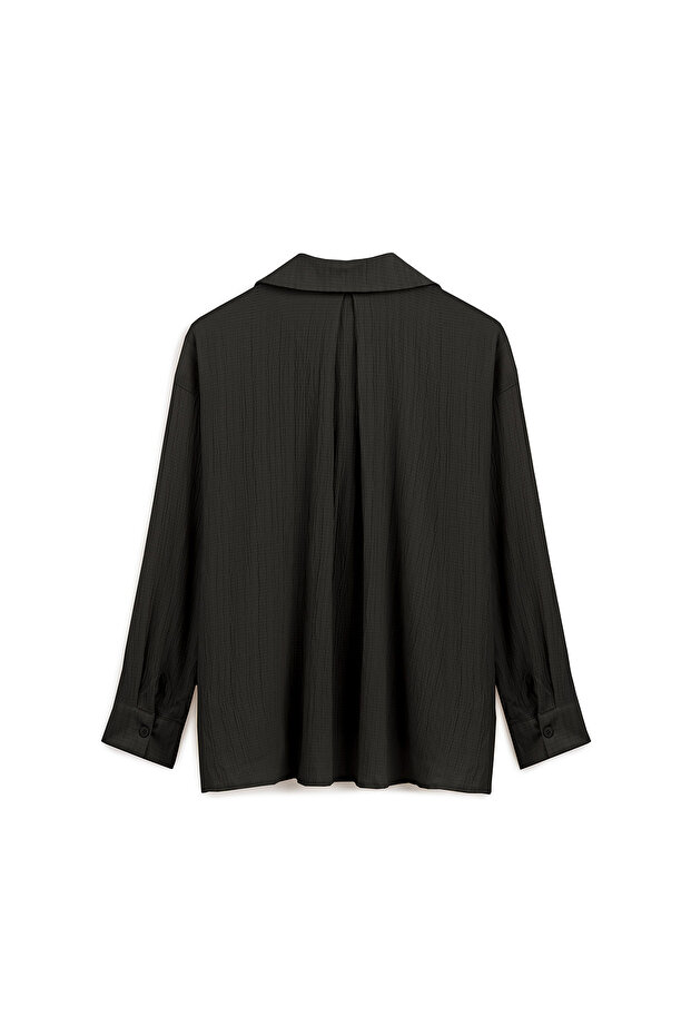 Basic Gofre Gömlek Siyah - 2