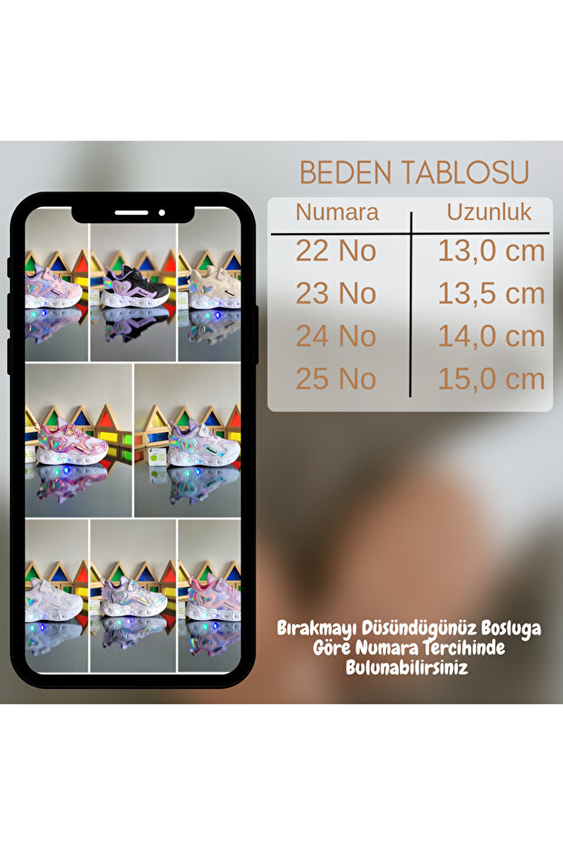 Anatomik Memory Foam Tabanlıklı Hafif Rahat Yumuşak Kız Çocuk Hologram Günlük Sneaker Spor Ayakkabı - 7