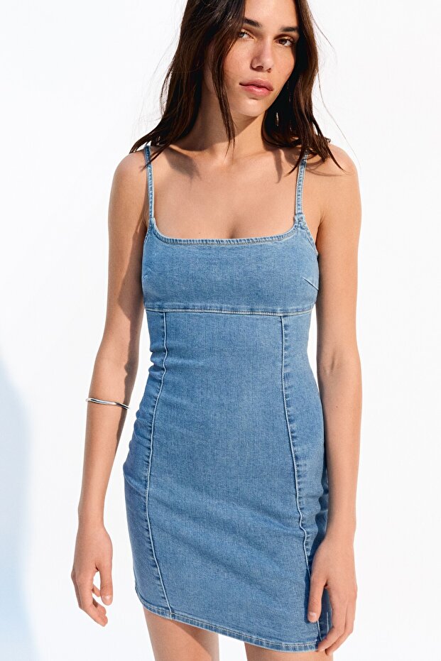 Kısa denim elbise - 1